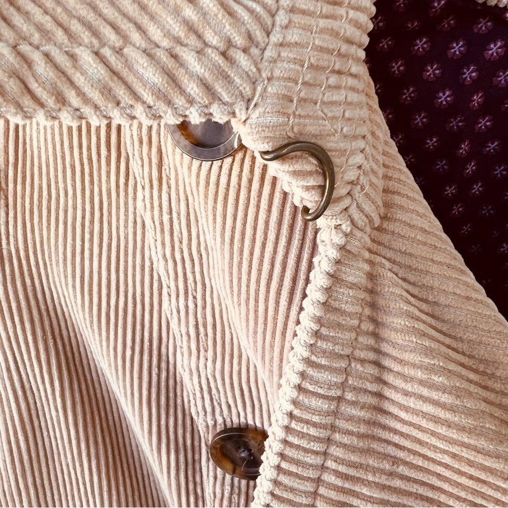 GAP CORDUROY TAN DOUBLE BREASTED COTTON PEACOAT JACKET WITH POCKETS SIZE SMALL - Picture 9 of 13